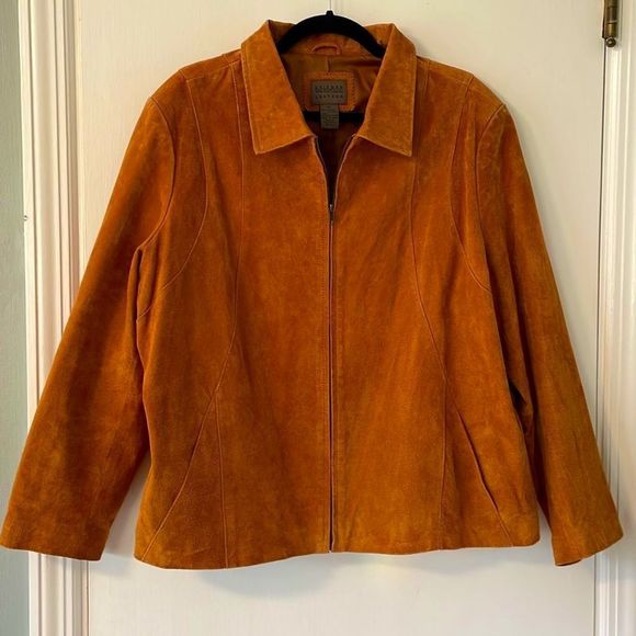 Uniform John Paul Richard Jackets & Blazers - John Paul Richard Uniform lined suede zip jacket in golden brown w pockets 2X